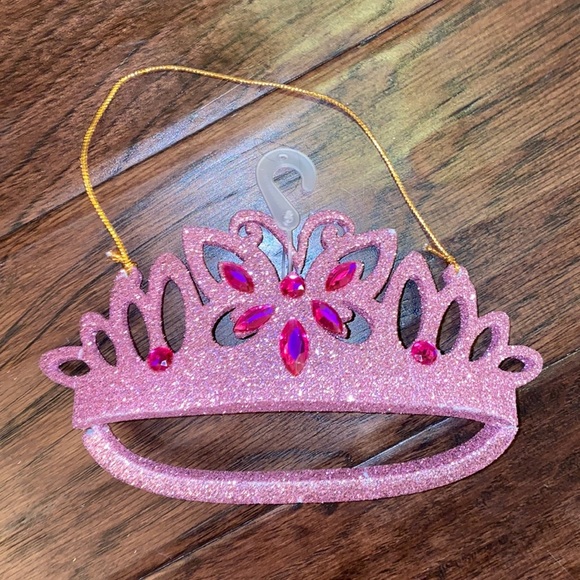 Other - Pink glitter jeweled princess crown tiara Christmas tree holiday ornament 6.5x3”